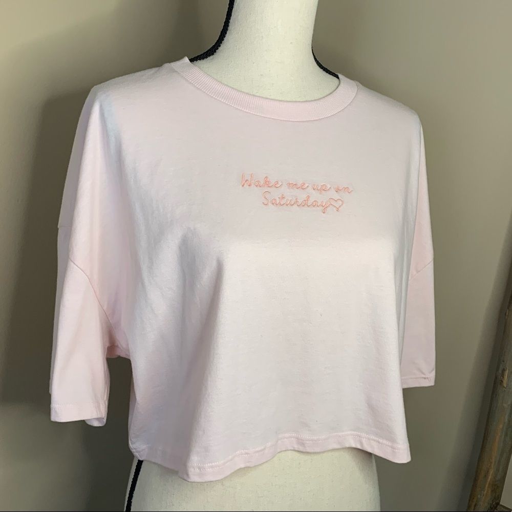 topshop “wake me up on Saturday” crop top